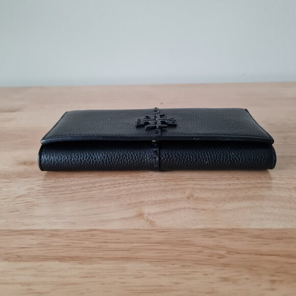 Tory Burch McGraw Envelope Wallet Black Pebbled Long Flap Luxury Designer Zip - Picture 4 of 10